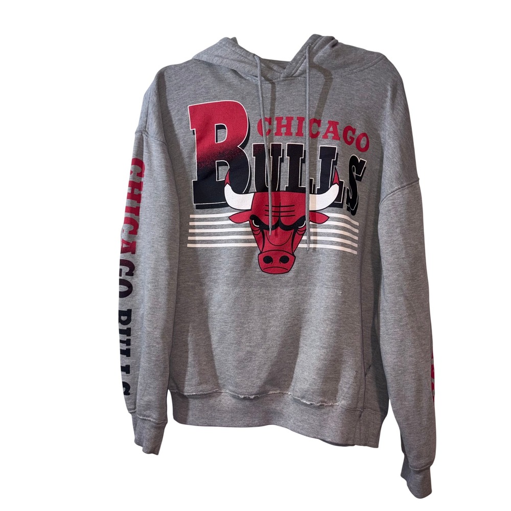NBA Chicago Bulls Graphic Hoodie Mens Large Gray